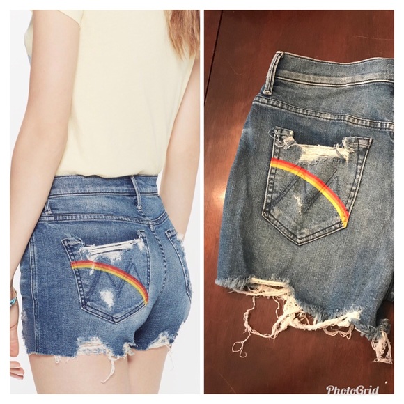 mother denim rainbow pocket